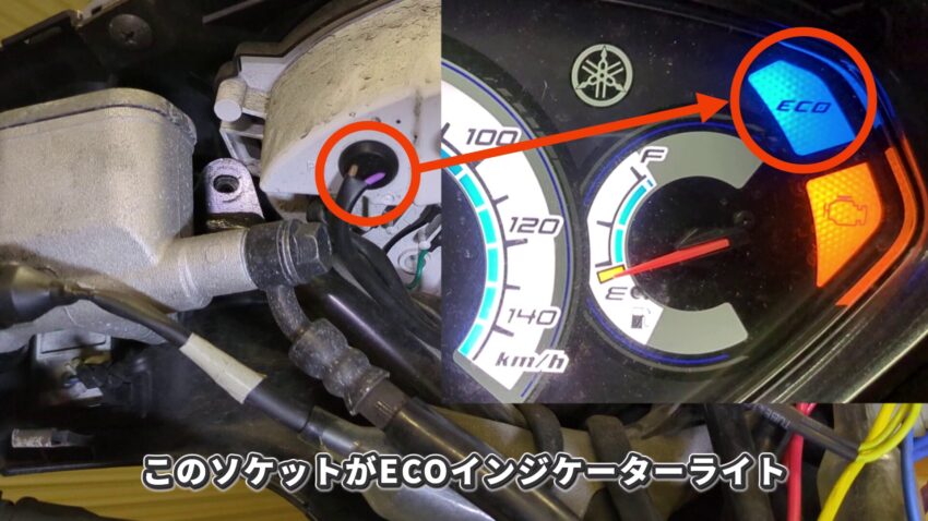 アクシスZのECOインジケーターライトのソケットです。