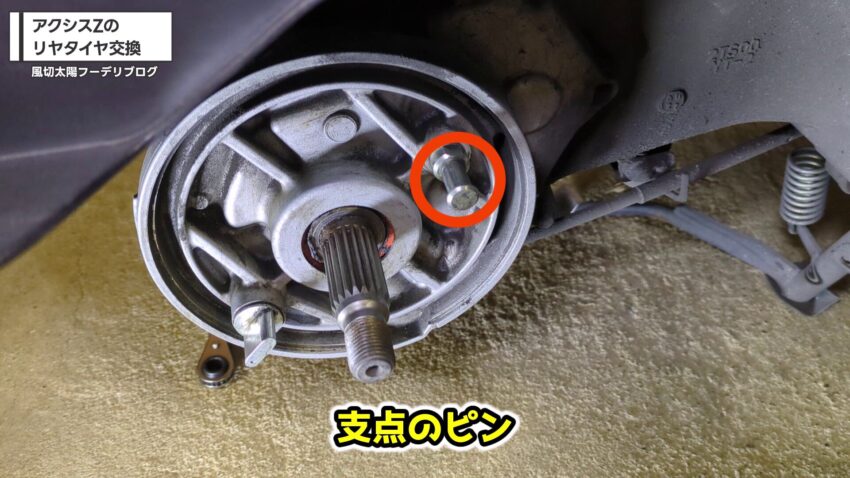 リヤドラムブレーキの支点ピン